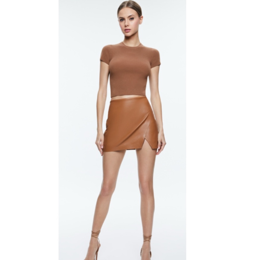 Alice + Olivia Siobhan Vegan Asymmetrical Mini Skirt